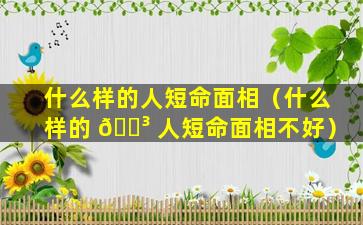 什么样的人短命面相（什么样的 🌳 人短命面相不好）